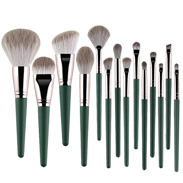 Set de 14 Brochas de Maquillaje Suaves — Rostro y Ojos