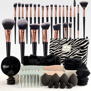 Set de Brochas de Maquillaje Profesional + Neceser de Viaje