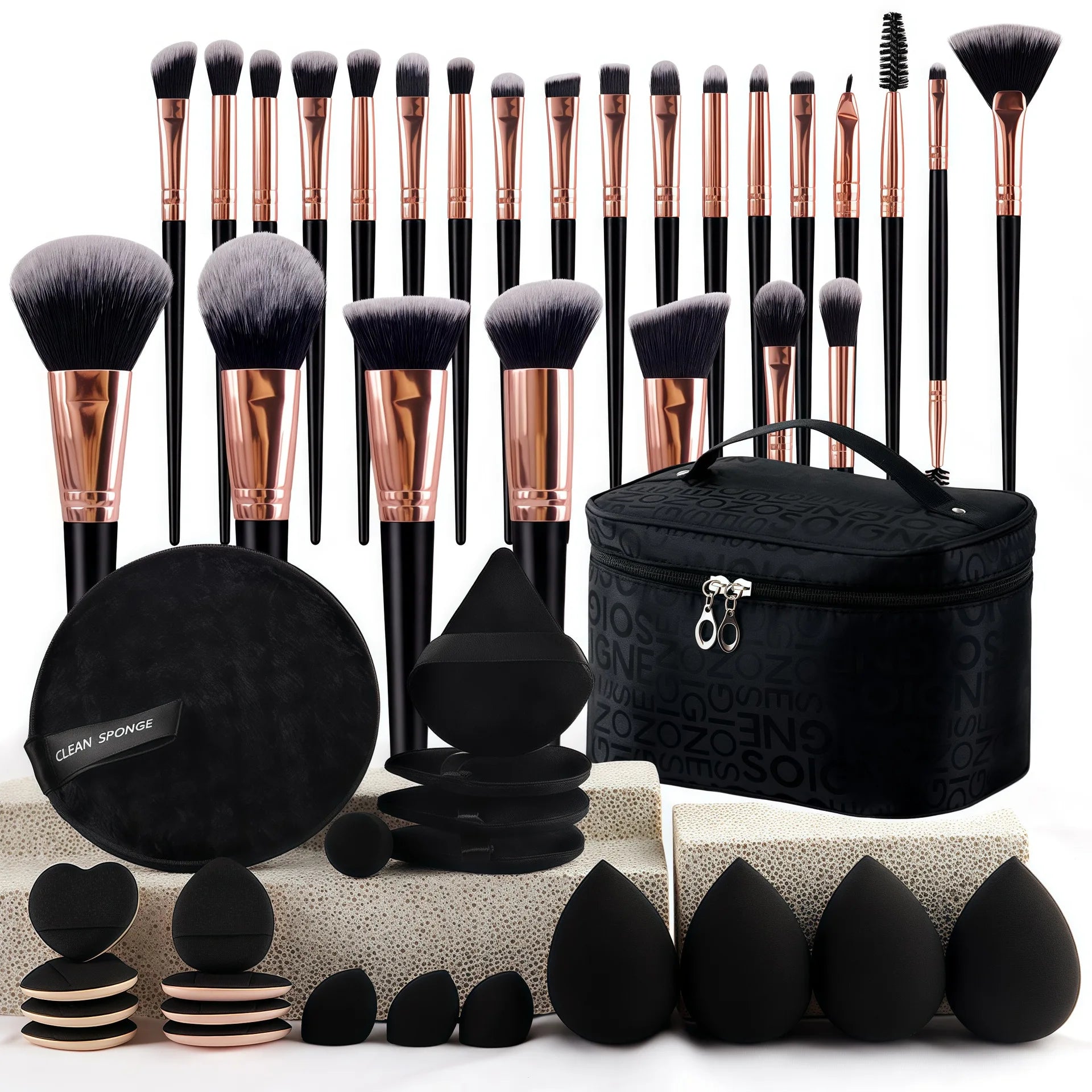 Set de Brochas de Maquillaje Profesional + Neceser de Viaje