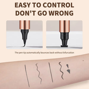 Delineador Doble: Sello + Pluma — Negro Waterproof de Secado Rápido