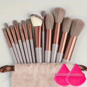 Set de 13 Brochas de Maquillaje Profesional — Mango de Colores