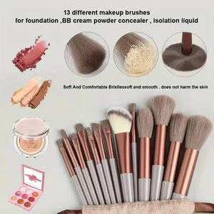 Set de 13 Brochas de Maquillaje Profesional — Mango de Colores