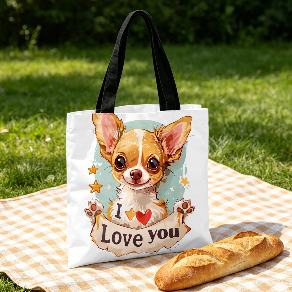 Bolso Tote + Neceser a Juego "Te Quiero" — Estampado Chihuahua