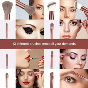 Set de 13 Brochas de Maquillaje Profesional — Mango de Colores