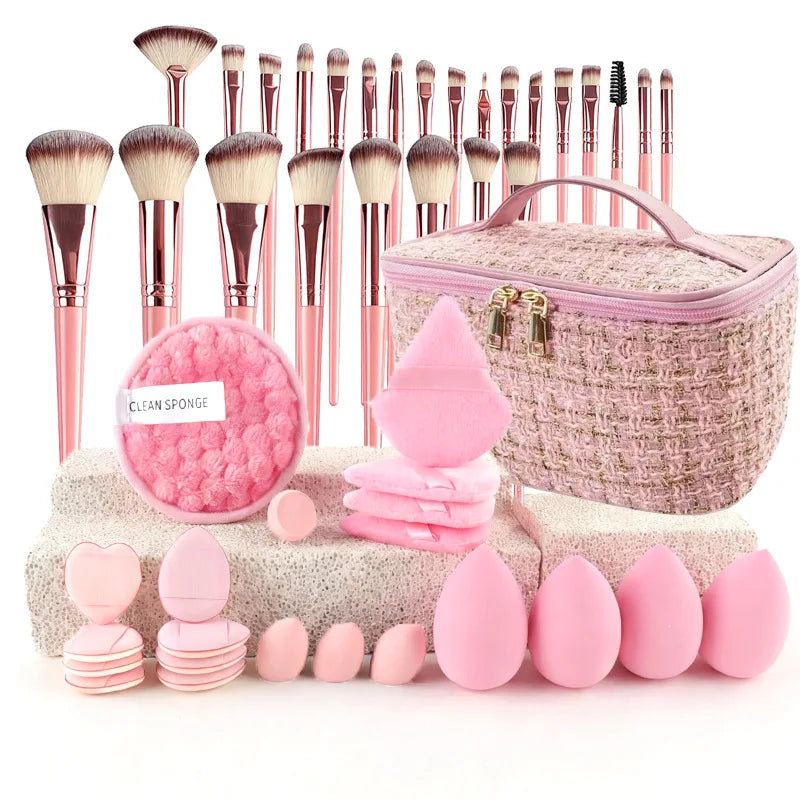 Set de Brochas de Maquillaje Profesional + Neceser de Viaje