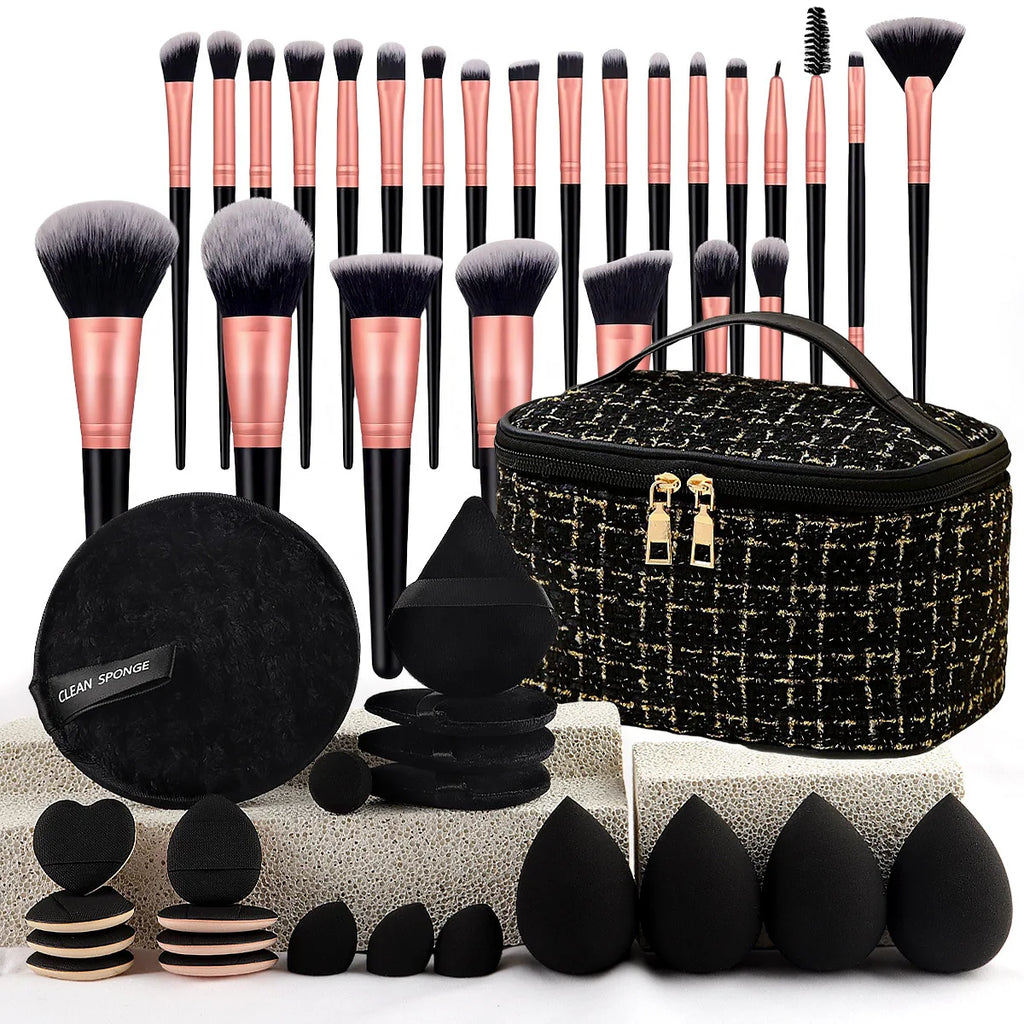 Set de Brochas de Maquillaje Profesional + Neceser de Viaje