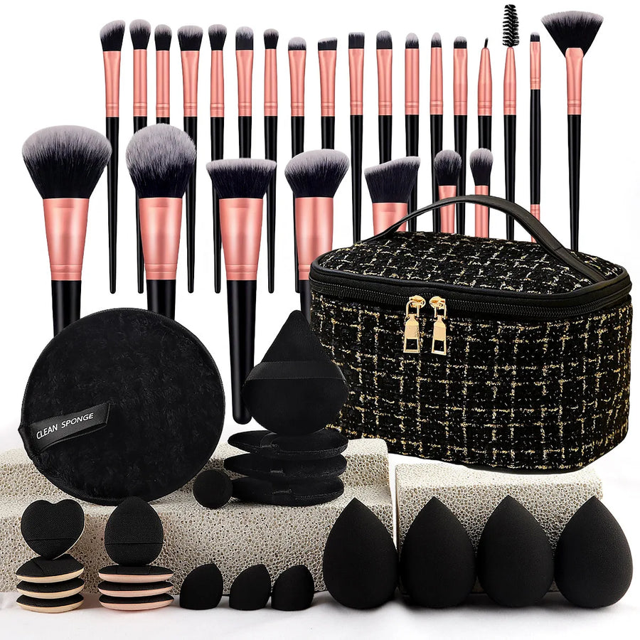 Set de Brochas de Maquillaje Profesional + Neceser de Viaje