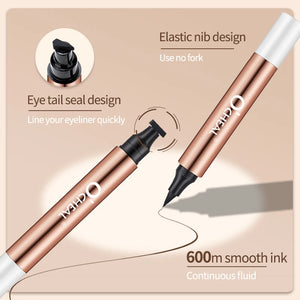 Delineador Doble: Sello + Pluma — Negro Waterproof de Secado Rápido