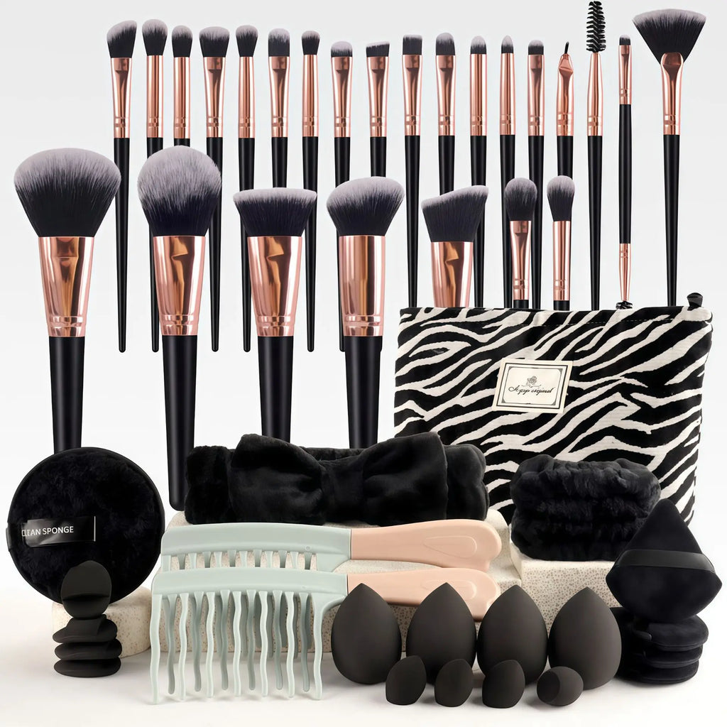Set de Brochas de Maquillaje Profesional + Neceser de Viaje