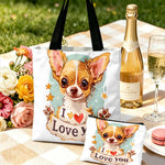 Bolso Tote + Neceser a Juego "Te Quiero" — Estampado Chihuahua