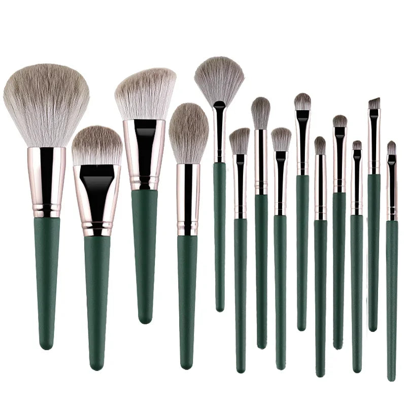 Set de 14 Brochas de Maquillaje Suaves — Rostro y Ojos